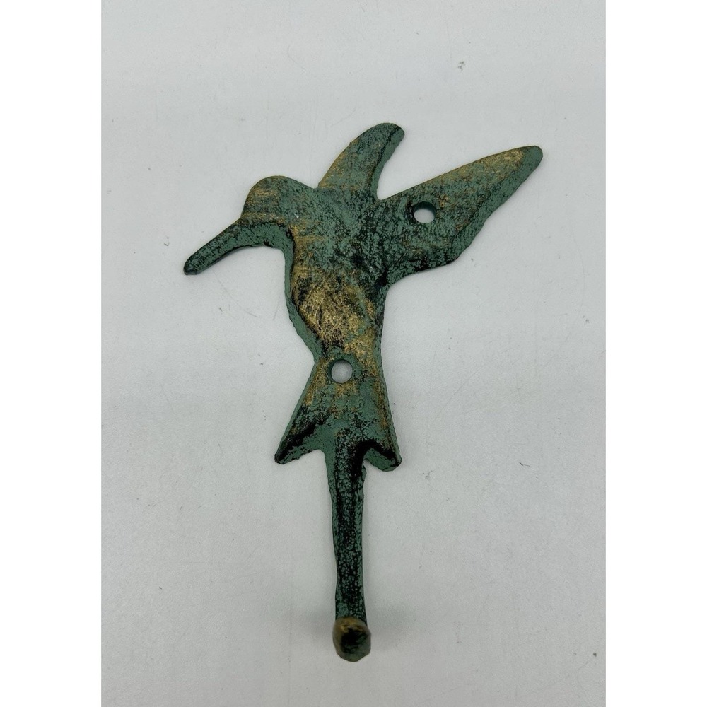 Hummingbird Metal Rustic Wall Key Hook Nautical Hanger Coat Jacket Towel Green
